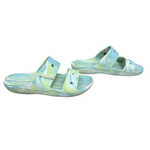 CROCS Shoes - Crocs Classic Marbled Sandal Slide in Pure Water Women's size 10 Men's size 8